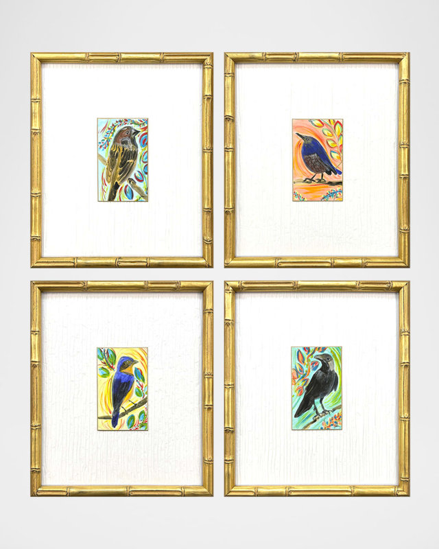 "Sassy Birds" Framed Giclees by Susan Adamson-Ray, Set of 4